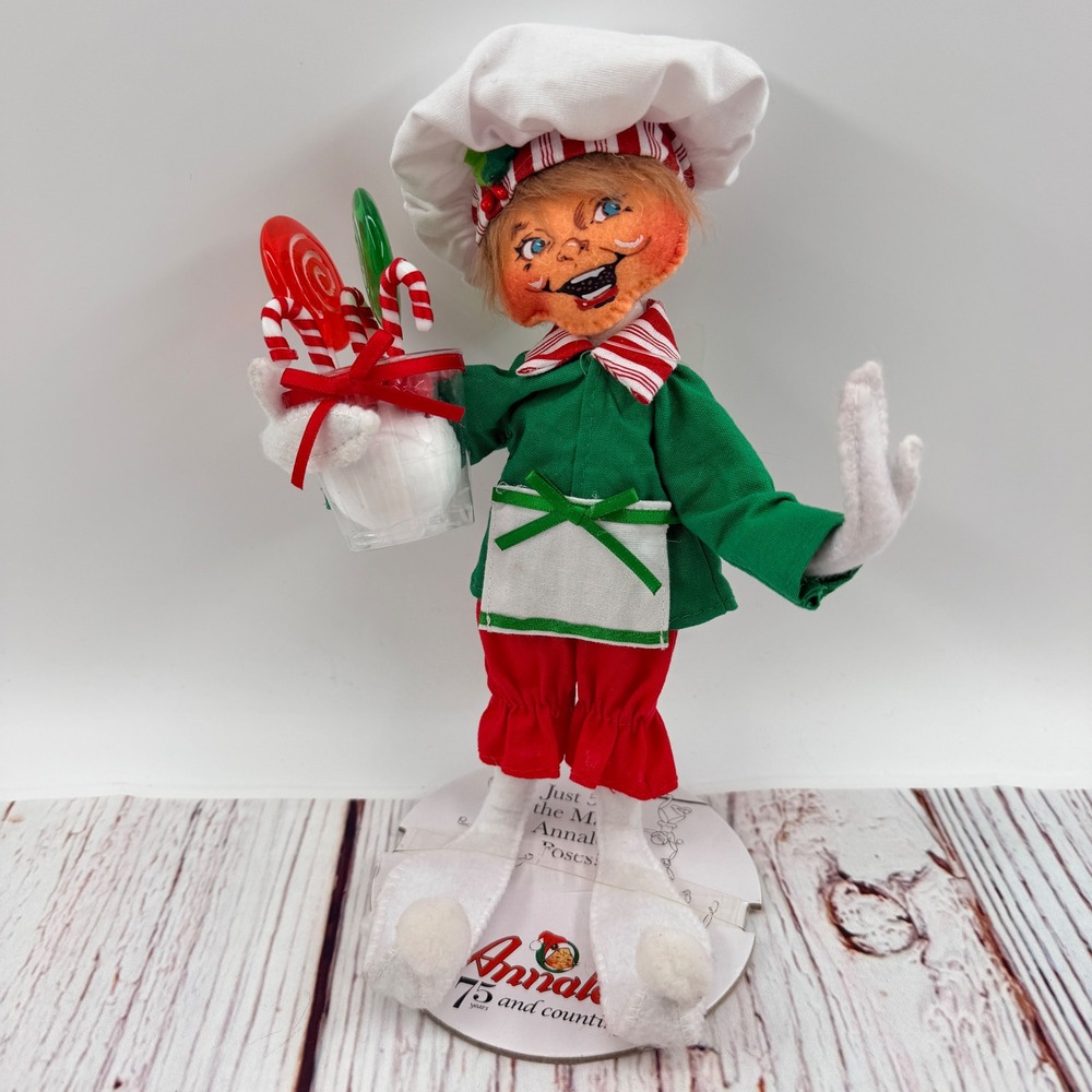 Annalee 9in Christmas Candy Elf Chef Doll 2021 Green Red 511121 NWT